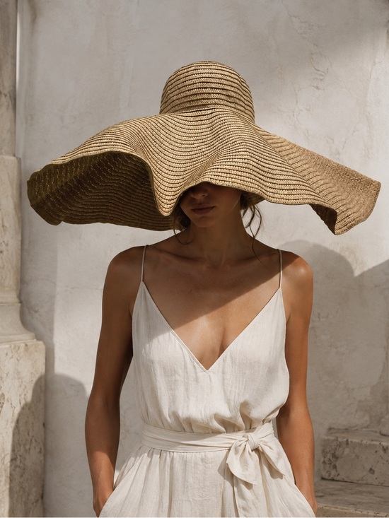 Unbranded Accessories - Oversized Straw Floppy Sun Hat in Tan